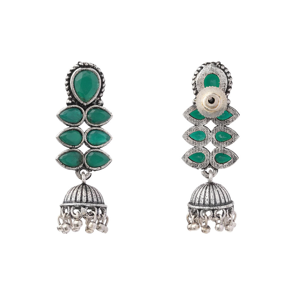 Dazzle Dash Jhumki earring (Green)