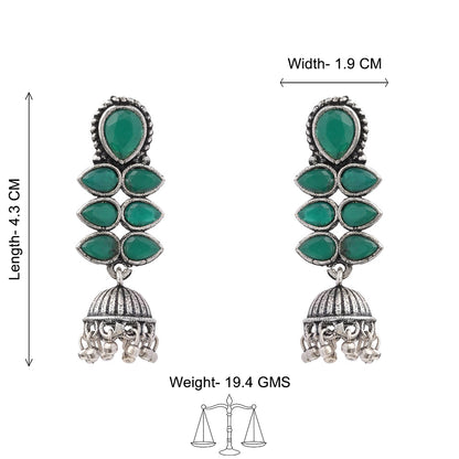 Dazzle Dash Jhumki earring (Green)