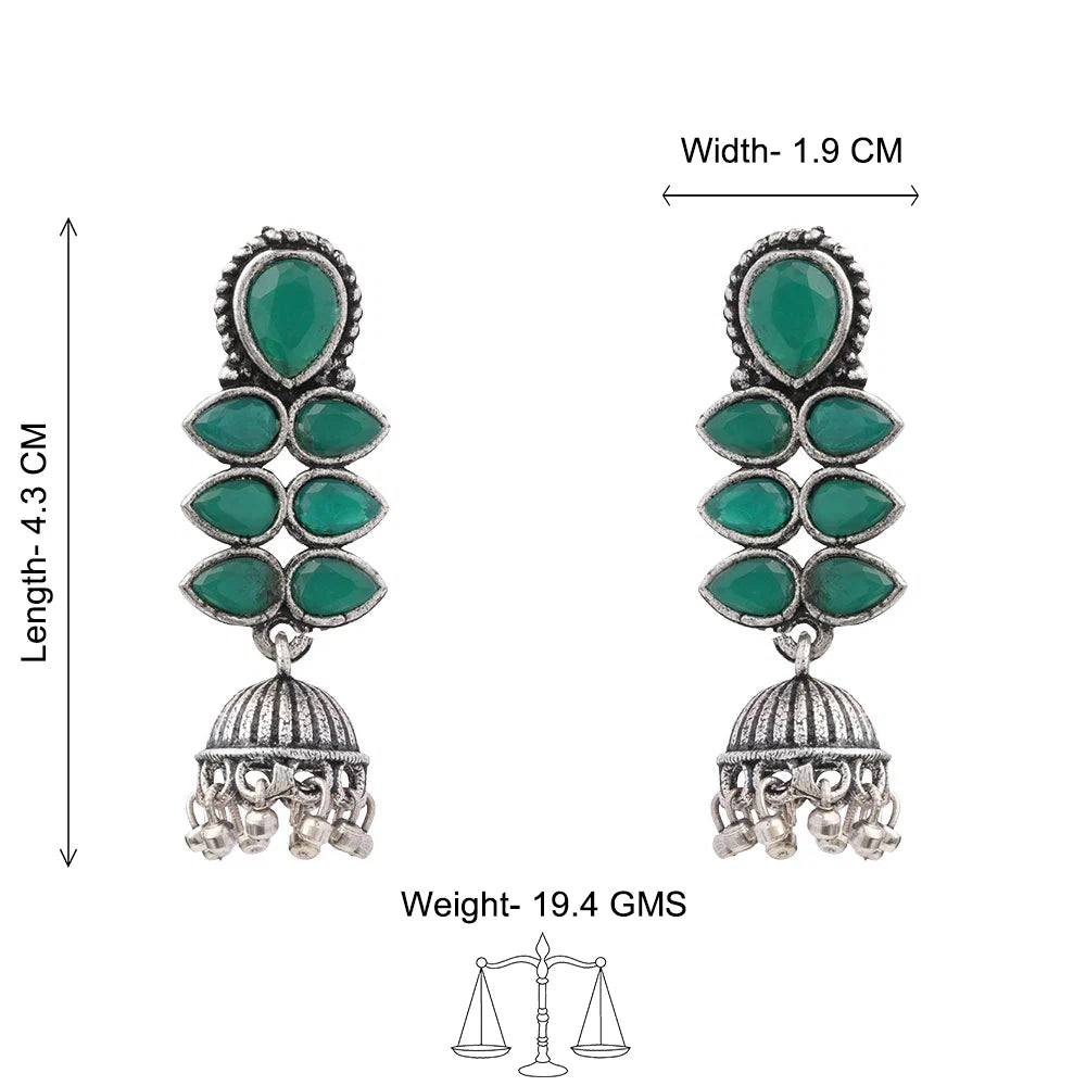 Charmbell earrings (Light Orange) Dazzle Dash Jhumki earring (Green) Combo set
