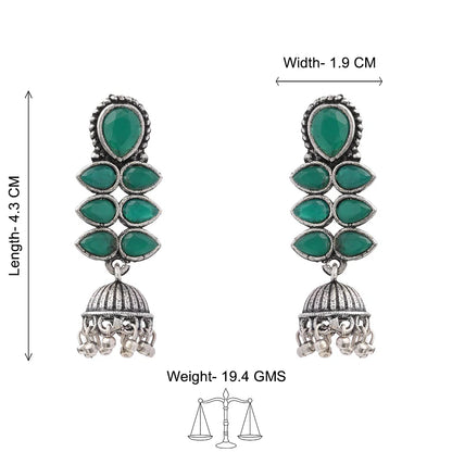 Charmbell earrings (Red) Dazzle Dash Jhumki earring (Green) Combo set