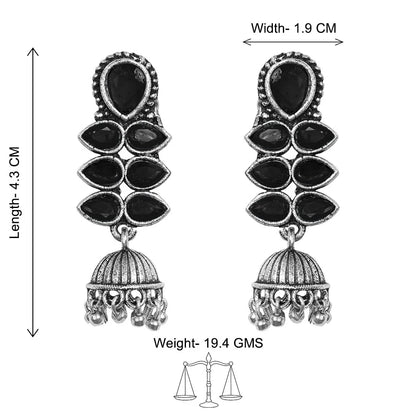 Charmbell earrings (Baby Pink) Dazzle Dash Jhumki earring (Black) Combo set