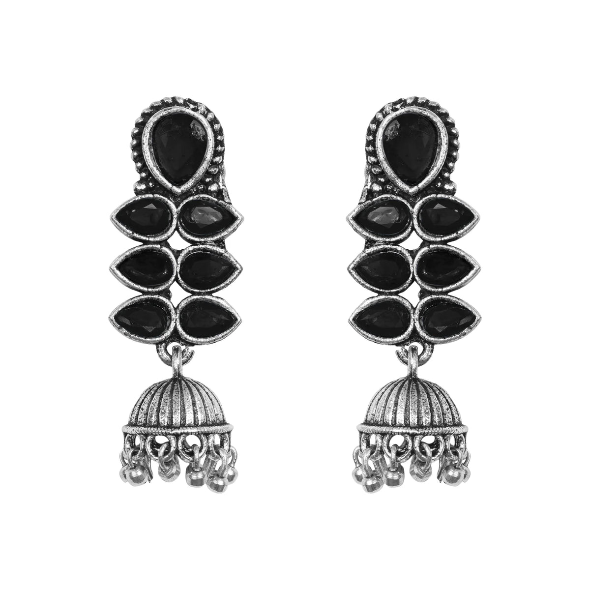 Dazzle Dash Jhumki earring (Black) Charmbell earrings (Light Orange) Combo set