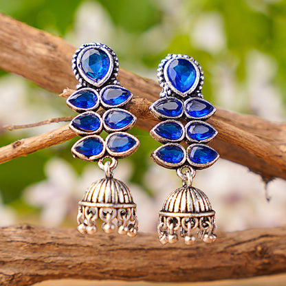 Dazzle Dash Jhumki earring (Blue)