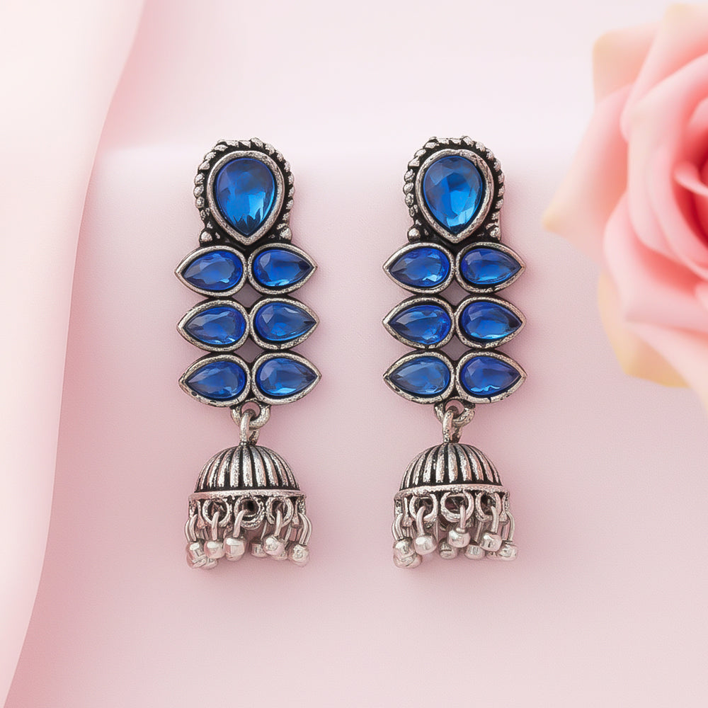 Dazzle Dash Jhumki earring (Blue)
