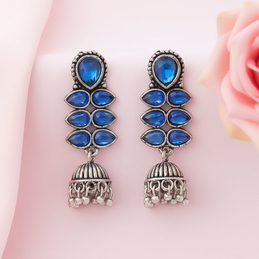 Dazzle Dash Jhumki earring (Blue)