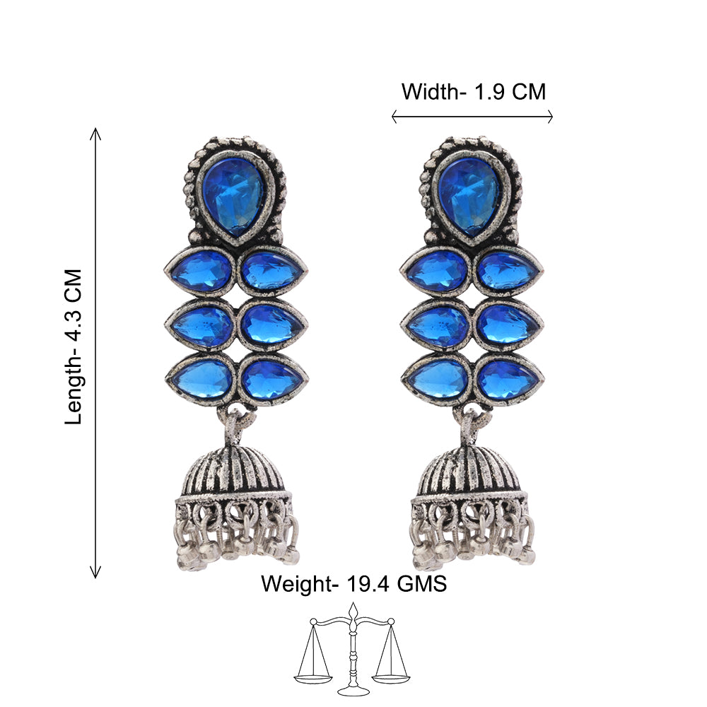 Dazzle Dash Jhumki earring (Blue)