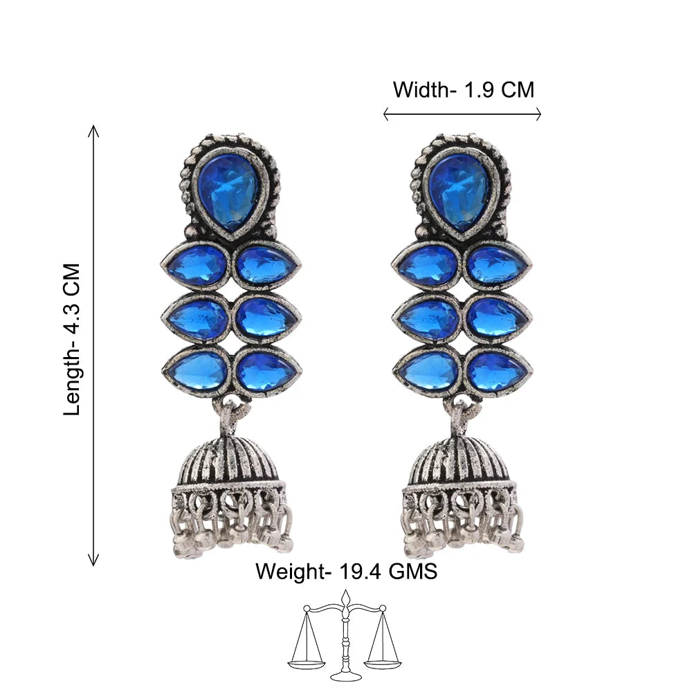 Charmbell earrings (Black) Dazzle Dash Jhumki earring (Blue) Combo set