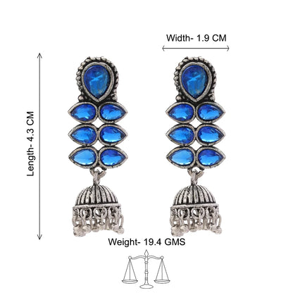 Charmbell earrings (Black) Dazzle Dash Jhumki earring (Blue) Combo set