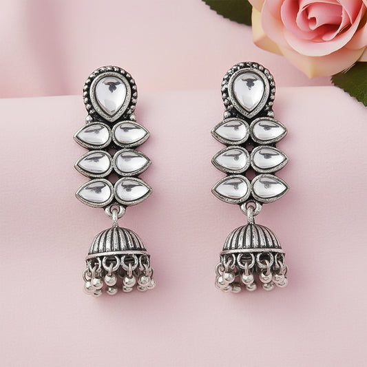 Dazzle Dash Jhumki earring (White)