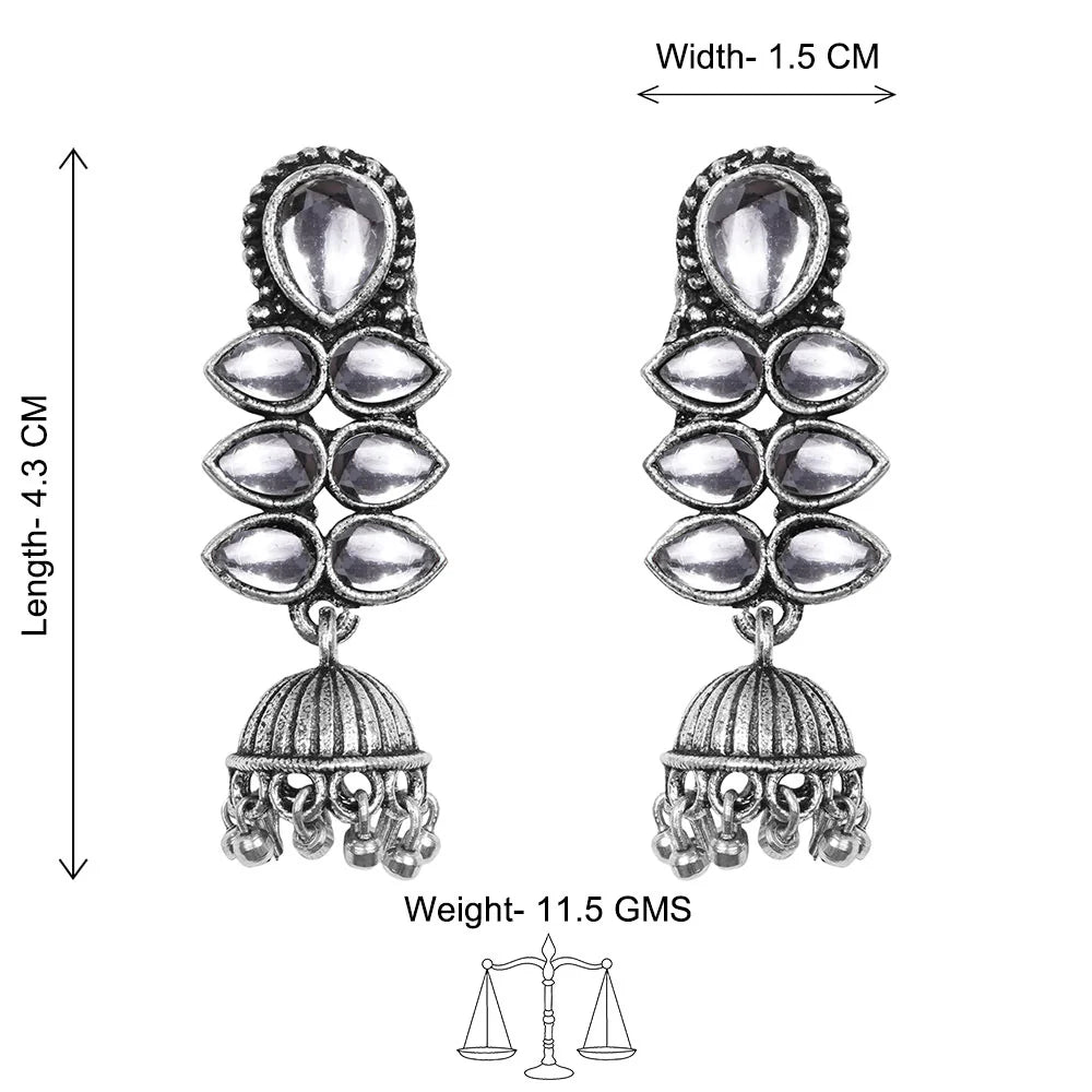 Charmbell earrings (White) Dazzle Dash Jhumki earring (White) Combo set