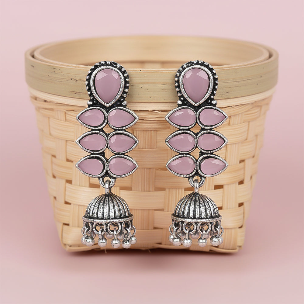 Dazzle Dash Jhumki earring (Baby Pink)