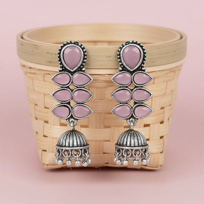 Dazzle Dash Jhumki earring (Baby Pink)
