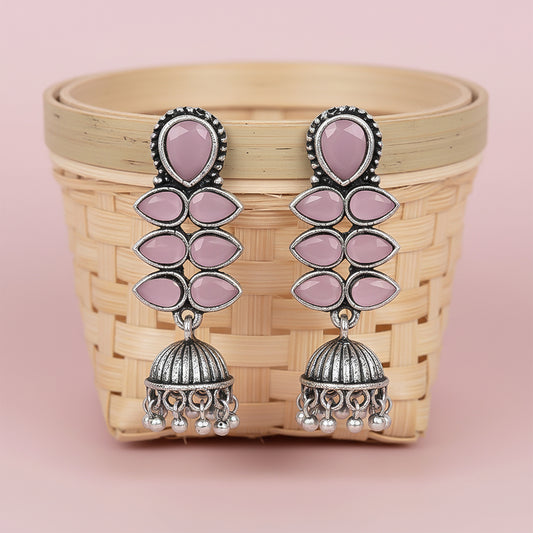 Dazzle Dash Jhumki earring (Baby Pink)