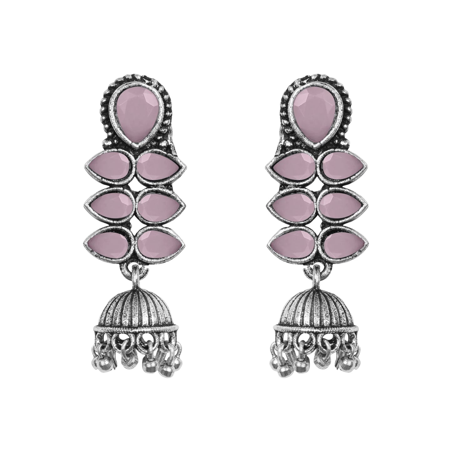 Dazzle Dash Jhumki earring (Baby Pink) Royal Triple Bell Layered Jhumka Earring (Blue) Combo set