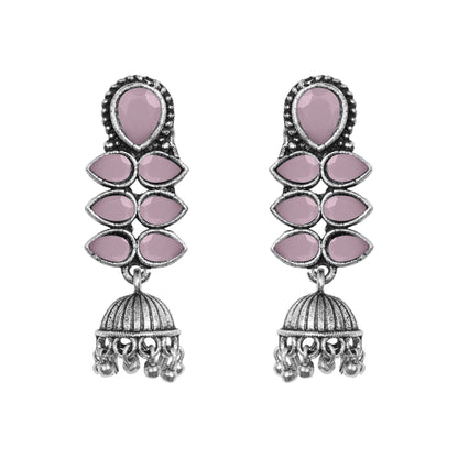 Dazzle Dash Jhumki earring (Baby Pink) Royal Triple Bell Layered Jhumka Earring (Blue) Combo set