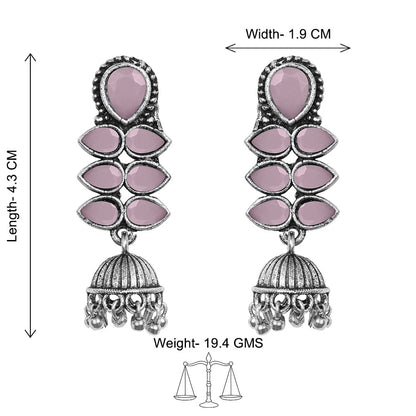 Charmbell earrings (Red) Dazzle Dash Jhumki earring (Baby Pink) Combo set