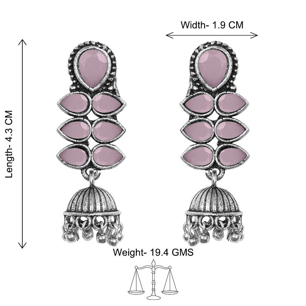 Charmbell earrings (Blue) Dazzle Dash Jhumki earring (Baby Pink) Combo set