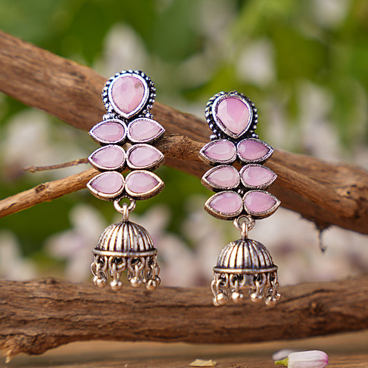 Dazzle Dash Jhumki earring (Baby Pink)