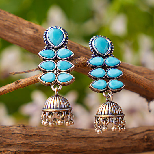 Dazzle Dash Jhumki earring (Sky Blue)