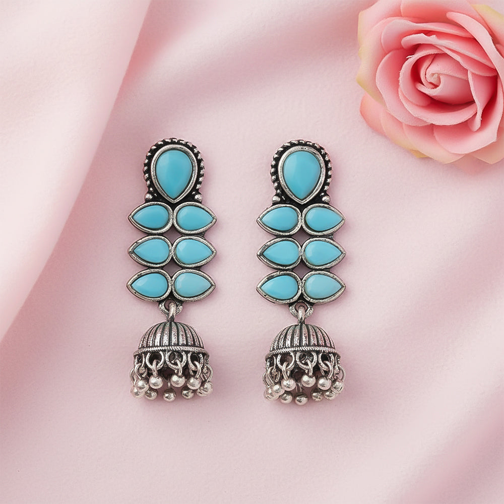 Dazzle Dash Jhumki earring (Sky Blue)