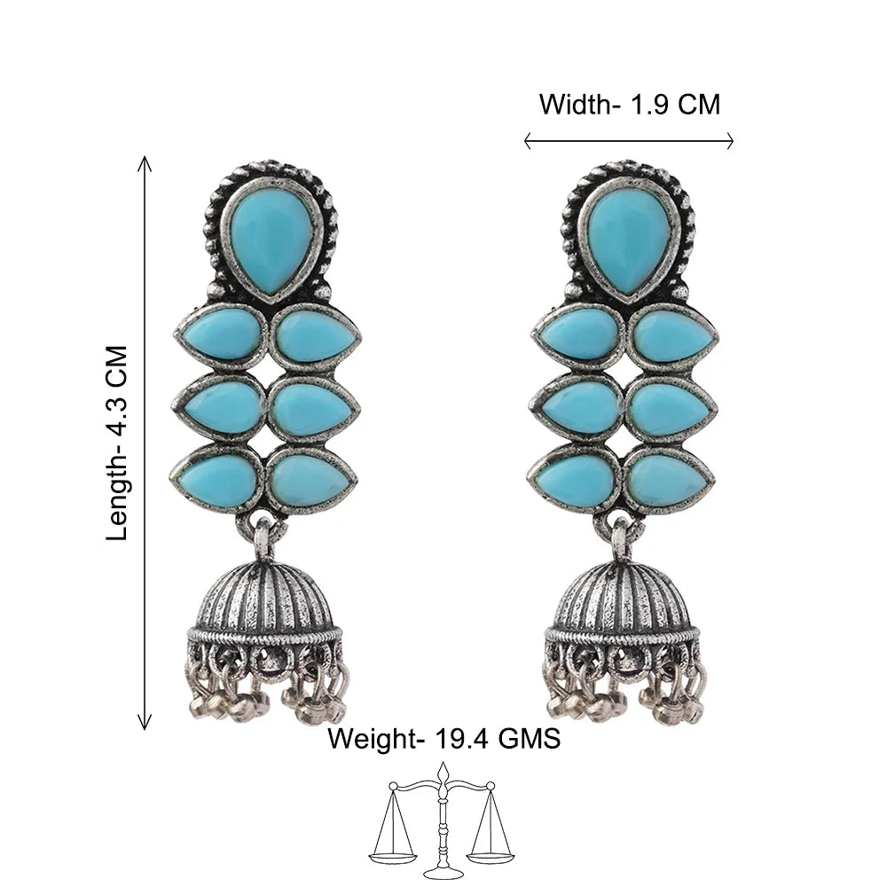 Charmbell earrings (Yellow) Dazzle Dash Jhumki earring (Sky Blue) Combo set