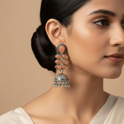Dazzle Dash Jhumki earring (Light Orange)