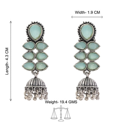Charmbell earrings (Yellow) Dazzle Dash Jhumki earring (Mint) Combo set
