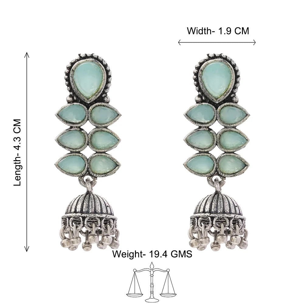 Charmbell earrings (Blue) Dazzle Dash Jhumki earring (Mint) Combo set