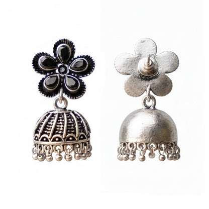 Periwinkle stone studded jhumki earrings (Black)