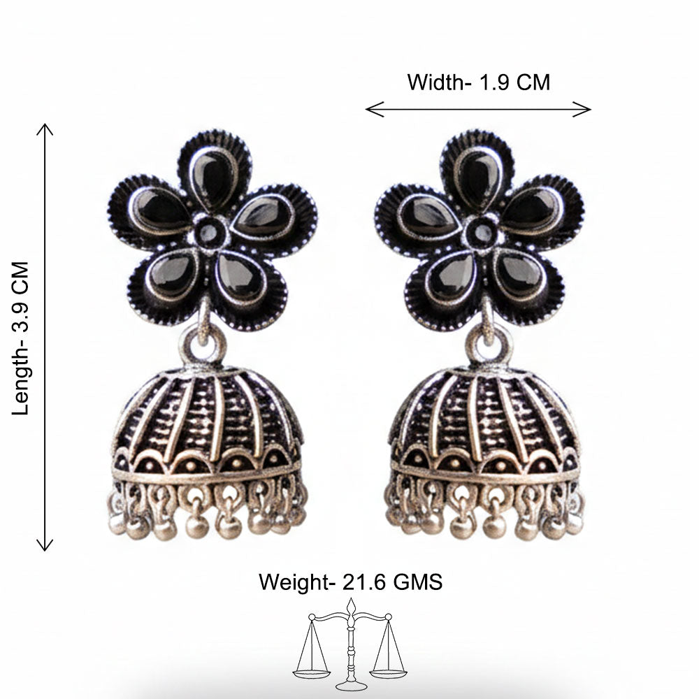 Periwinkle stone studded jhumki earrings (Black)