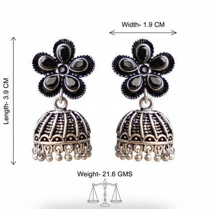 Periwinkle stone studded jhumki earrings (Black)