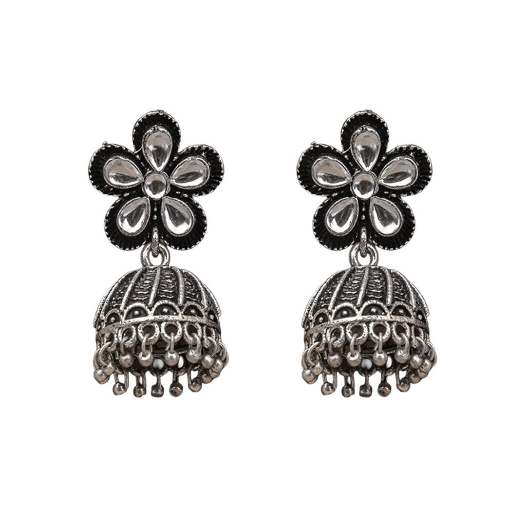 Periwinkle stone studded jhumki earrings (White)