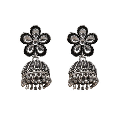 Periwinkle stone studded jhumki earrings (White)