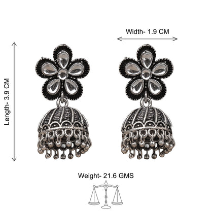 Periwinkle stone studded jhumki earrings (White)
