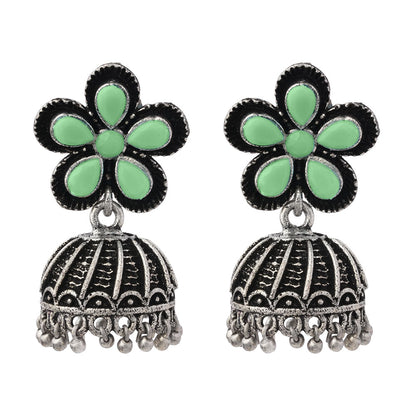 Periwinkle stone studded jhumki earrings (Pista)