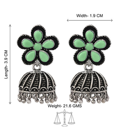 Periwinkle stone studded jhumki earrings (Pista)