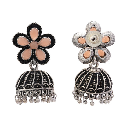 Periwinkle stone studded jhumki earrings (Light Orange)