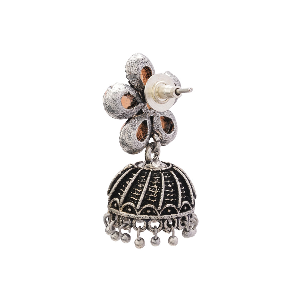 Periwinkle stone studded jhumki earrings (Light Orange)