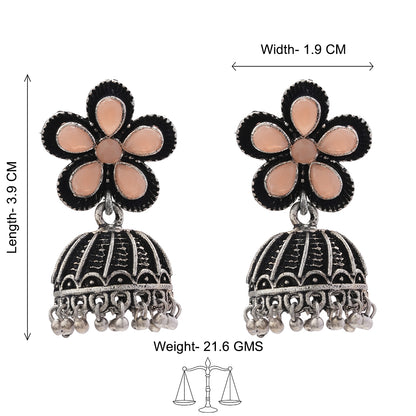 Periwinkle stone studded jhumki earrings (Light Orange)