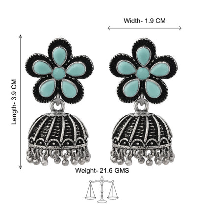 Periwinkle stone studded jhumki earrings (Mint)
