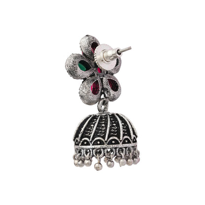 Periwinkle stone studded jhumki earrings (Multicolored)
