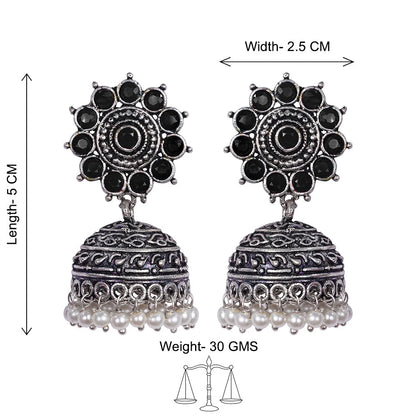 Peacock glow stone studded dangler & Phoolon ki baali pearl jhumki Combo set