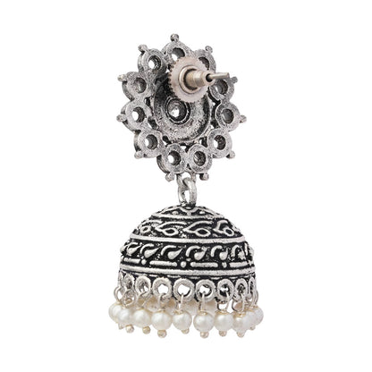 Phoolon ki baali pearl jhumki earrings (White)