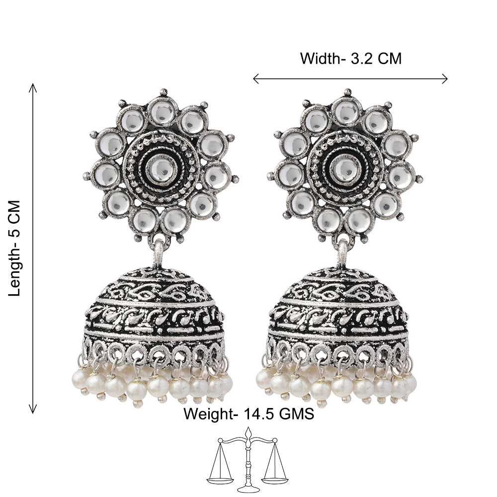 Phoolon ki baali pearl jhumki earrings (White)