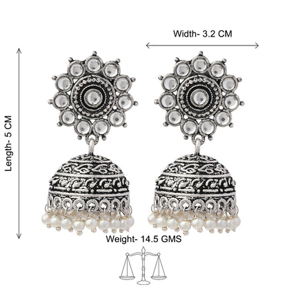 Phoolon ki baali pearl jhumki earrings (White)