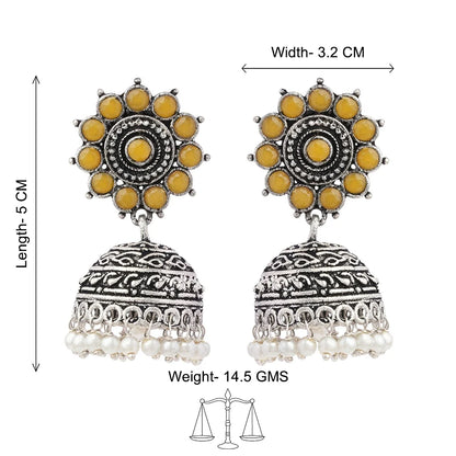 Peacock glow stone studded dangler & Phoolon ki baali pearl jhumki Combo set