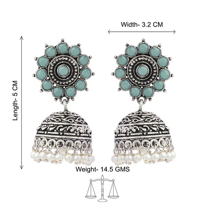 Peacock glow stone studded dangler & Phoolon ki baali pearl jhumki Combo set
