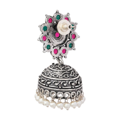Phoolon ki baali pearl jhumki earrings (Multicolored)