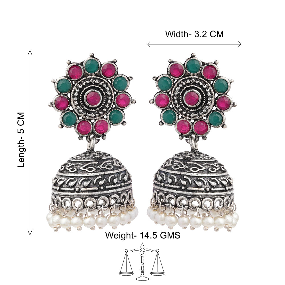 Phoolon ki baali pearl jhumki earrings (Multicolored)