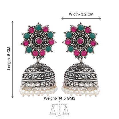 Phoolon ki baali pearl jhumki earrings (Multicolored)